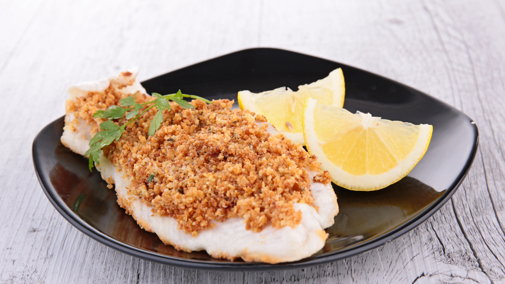 Dijon, Sun-Dried Tomato & Parmesan  Crusted Fish