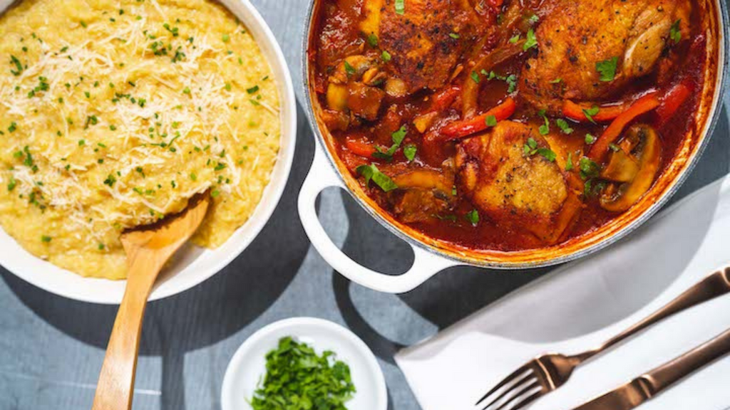 Chicken Cacciatore with Parmesan Polenta